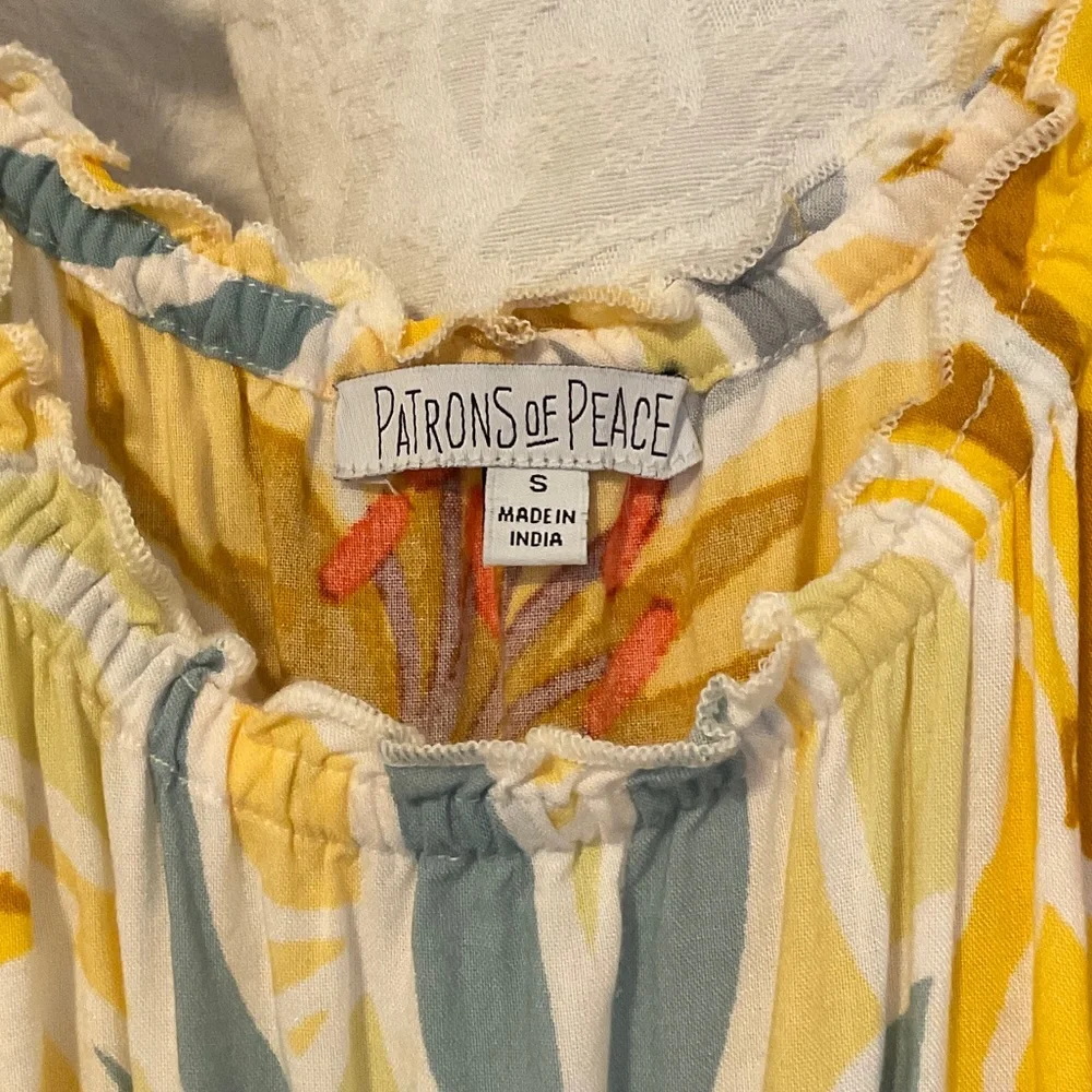 Patrons of Peace Yellow and Blue Floral Midi Dress - Picture 2 of 4